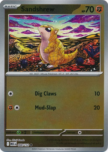 068/132 Sandshrew Reverse Holo Mega Evolution Pokémon Card