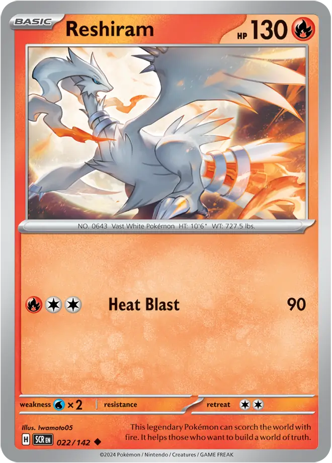 022/142 Reshiram Stellar Crown Pokémon Card