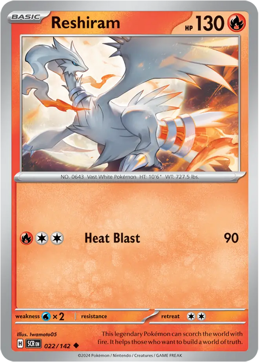 022/142 Reshiram Stellar Crown Pokémon Card