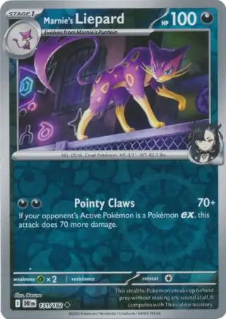 131/182 Marnie's Liepard Reverse Holo Destined Rivals Pokémon Card