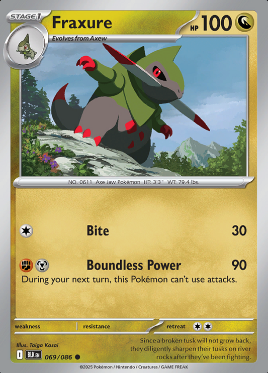 069/086 Fraxure Black Bolt Pokémon Card