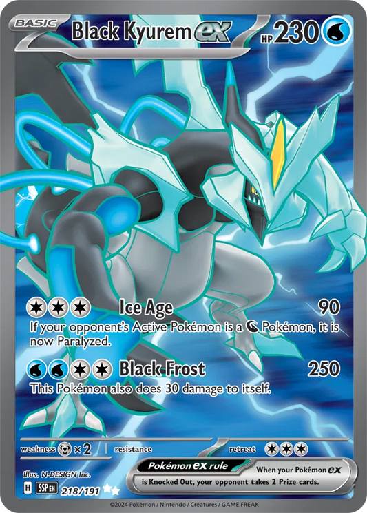 218/191 Black Kyurem ex Surging Sparks Pokémon Card