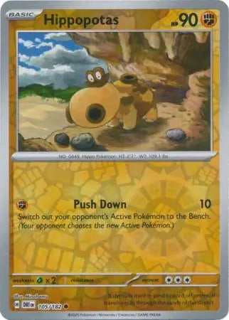 105/182 Hippopotas Reverse Holo Destined Rivals Pokémon Card