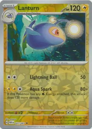 021/091 Lanturn Reverse Holo Paldean Fates Pokémon Card