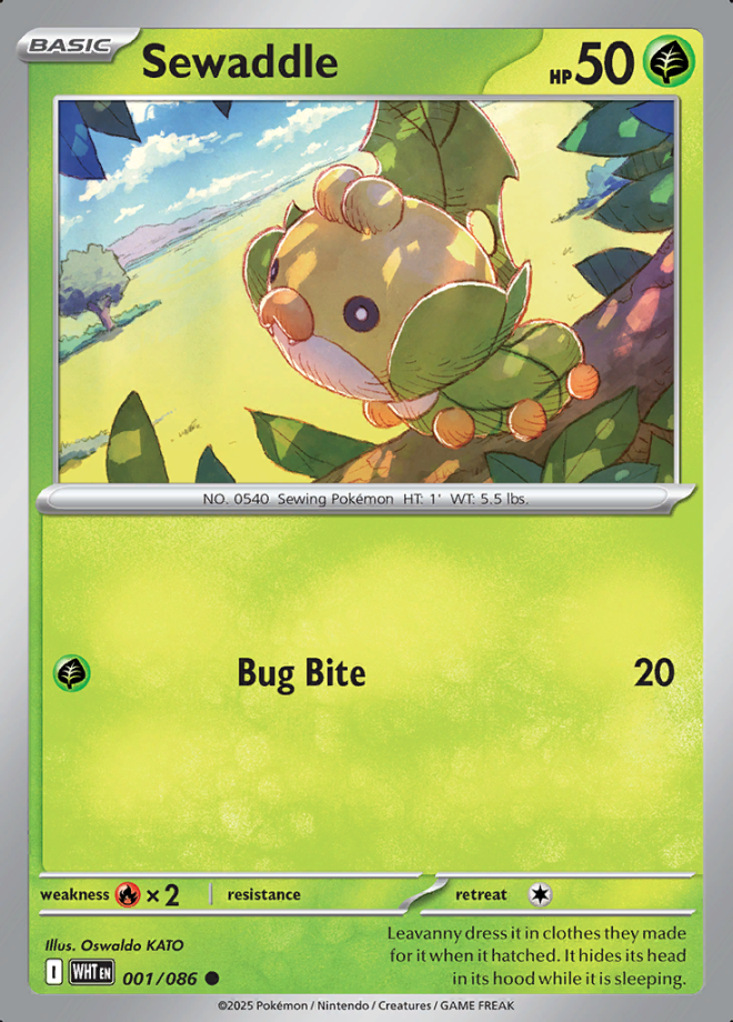 001/086 Sewaddle White Flare Pokémon Card