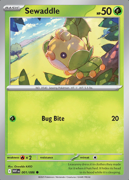 001/086 Sewaddle White Flare Pokémon Card