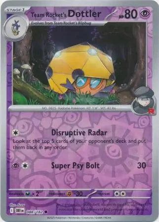 088/182 Team Rocket's Dottler Reverse Holo Destined Rivals Pokémon Card