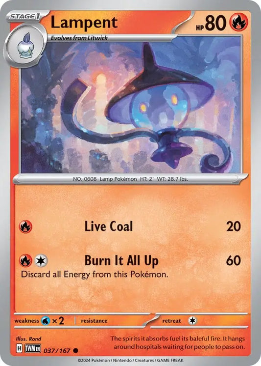 037/167 Lampent Twilight Masquerade Pokémon Card