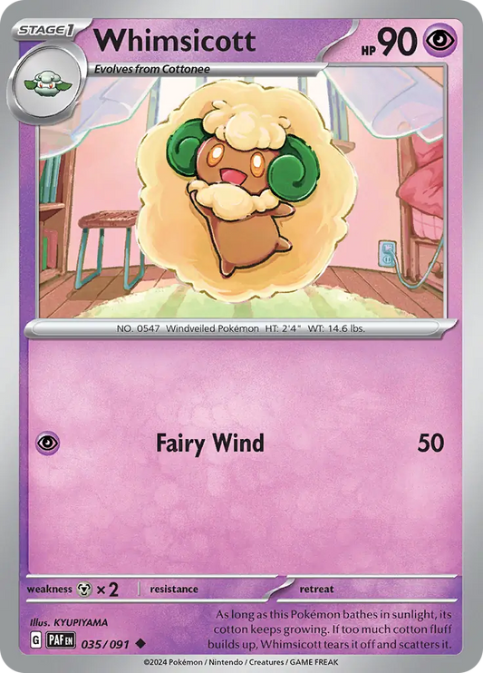 035/091 Whimsicott Paldean Fates Pokémon Card