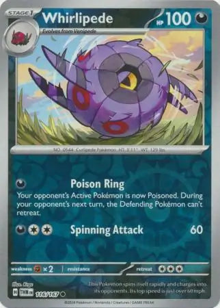 116/167 Whirlipede Reverse Holo Twilight Masquerade Pokémon Card