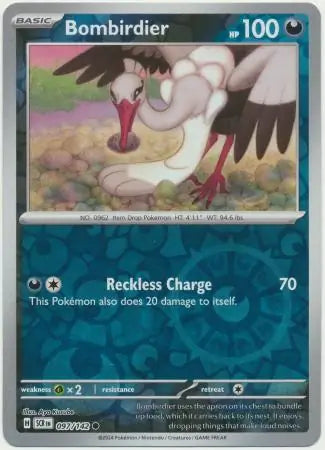 097/142 Bombirdier Reverse Holo Stellar Crown Pokémon Card