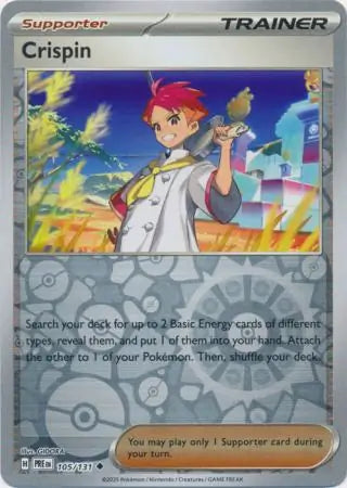 105/131 Crispin Reverse Holo Prismatic Evolutions Pokémon Card