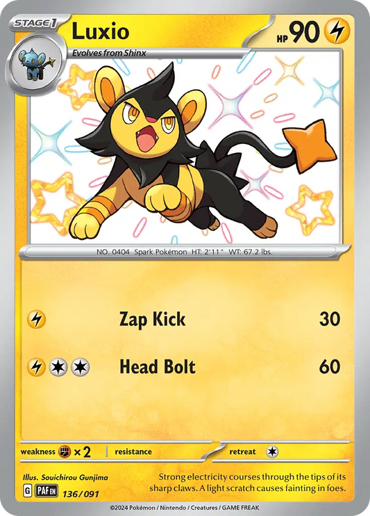 136/091 Luxio Paldean Fates Pokémon Card