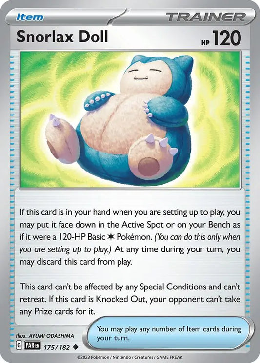 175/182 Snorlax Doll Paradox Rift Pokémon Card