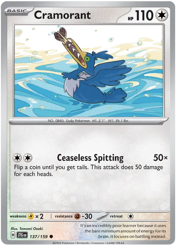 137/159 Cramorant Journey Together Pokémon Card