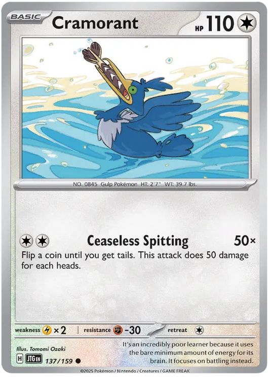 137/159 Cramorant Journey Together Pokémon Card