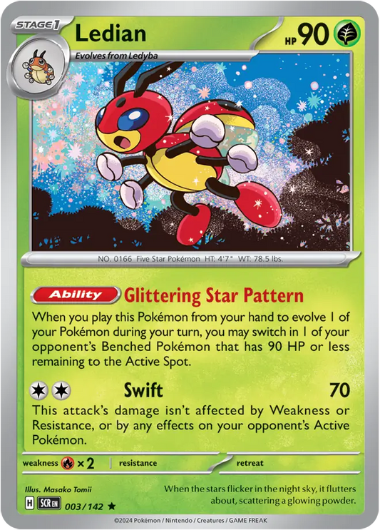 003/142 Ledian Stellar Crown Pokémon Card