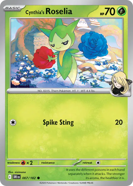 007/182 Cynthia's Roselia Destined Rivals Pokémon Card