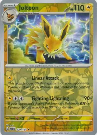 029/131 Jolteon Reverse Holo Prismatic Evolutions Pokémon Card