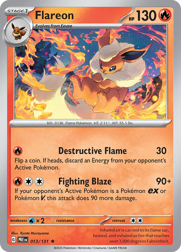 013/131 Flareon Prismatic Evolutions Pokémon Card