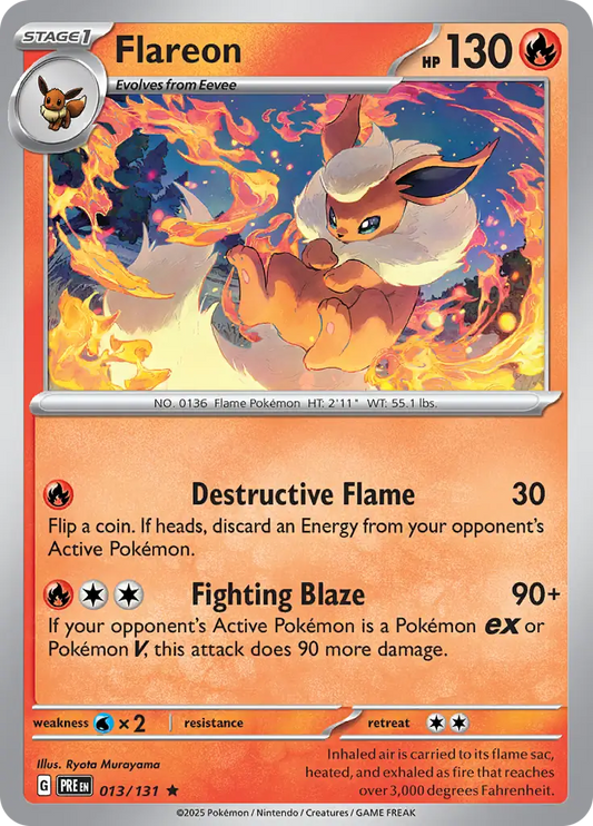 013/131 Flareon Prismatic Evolutions Pokémon Card