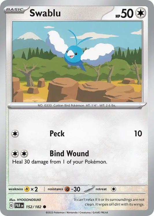 152/182 Swablu Paradox Rift Pokémon Card