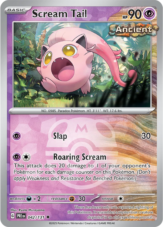 042/131 Scream Tail Master Ball Holo Prismatic Evolutions Pokémon Card