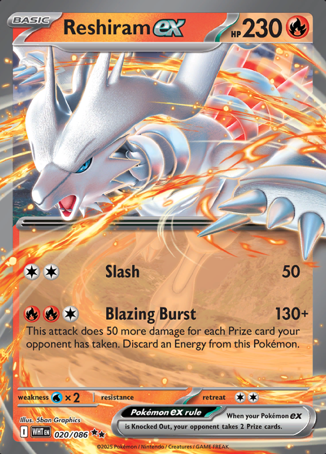 020/086 Reshiram ex S&V White Flare Double Rare Holo Pokémon Card