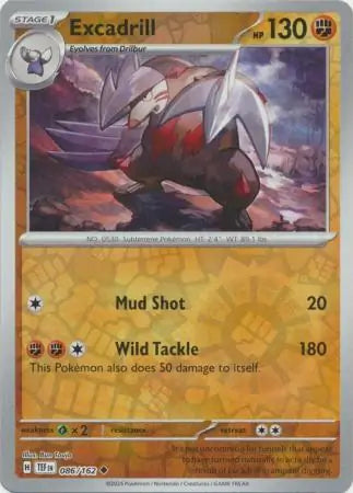 086/162 Excadrill Reverse Holo Temporal Forces Pokémon Card