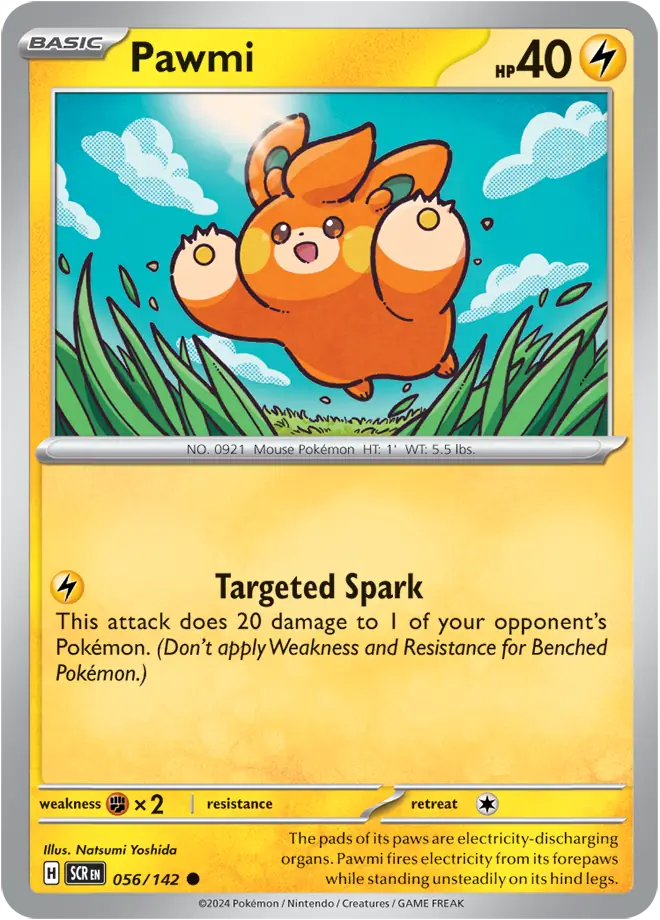 056/142 Pawmi Stellar Crown Pokémon Card