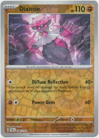 086/142 Diancie Reverse Holo Stellar Crown Pokémon Card