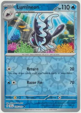 036/142 Lumineon Reverse Holo Stellar Crown Pokémon Card