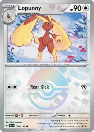 084/131 Lopunny Reverse Holo Prismatic Evolutions Pokémon Card