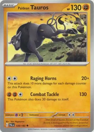 108/193 Paldean Tauros Paldea Evolved Pokémon Card