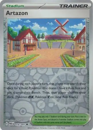 076/091 Artazon Reverse Holo Paldean Fates Pokémon Card