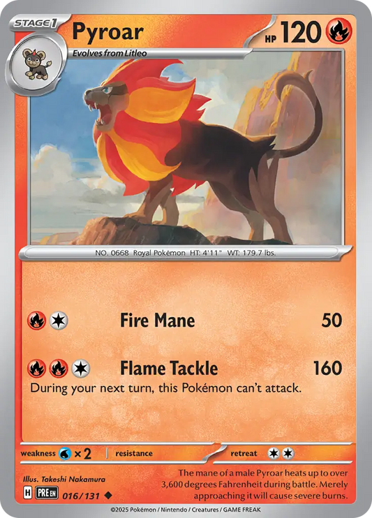 016/131 Pyroar Prismatic Evolutions Pokémon Card