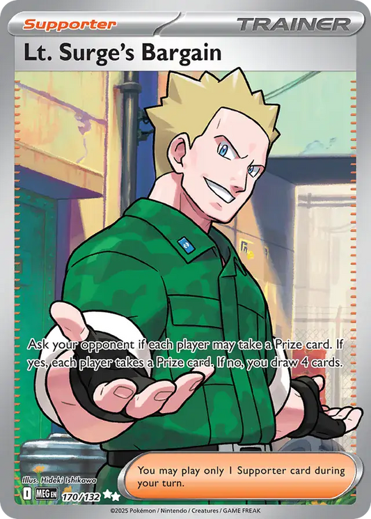170/132 Lt. Surge's Bargain Mega Evolution Pokémon Card
