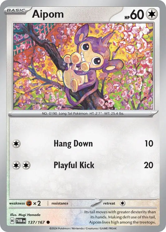 137/167 Aipom Twilight Masquerade Pokémon Card