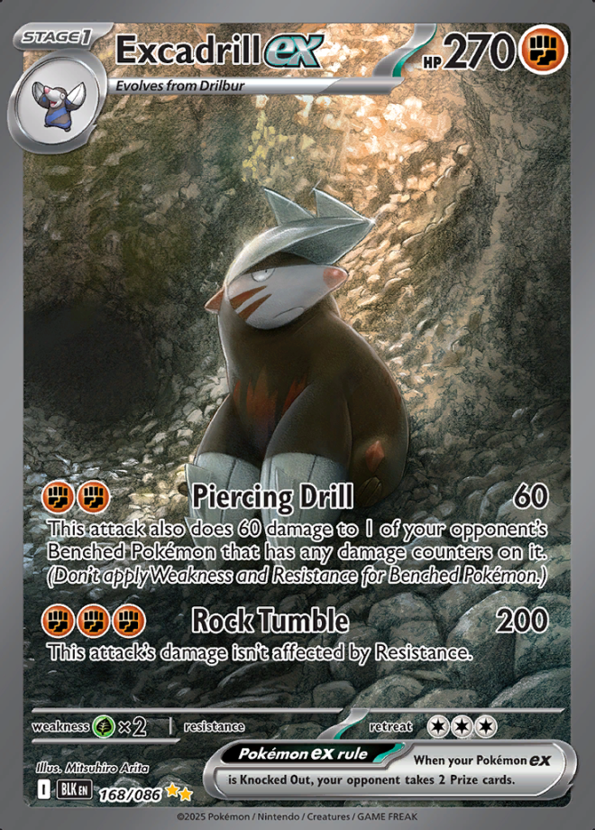 168/086 Excadrill ex Special Illustration Rare Black Bolt Pokémon Card