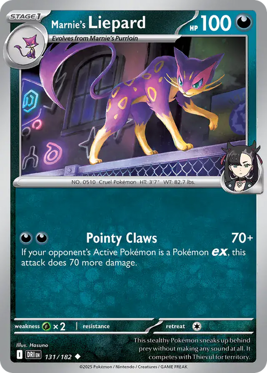 131/182 Marnie's Liepard Destined Rivals Pokémon Card