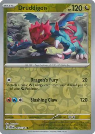 115/159 Druddigon Reverse Holo Journey Together Pokémon Card