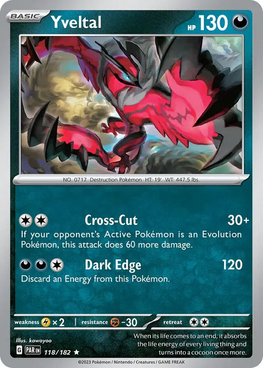 118/182 Yveltal Paradox Rift Pokémon Card