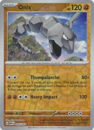 095/165 Onix Reverse Holo 151 Pokémon Card