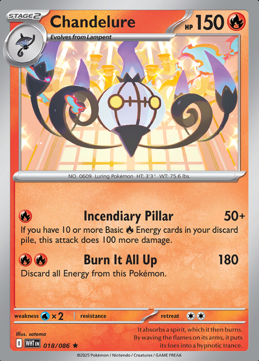 018/086 Chandelure White Flare Pokémon Card