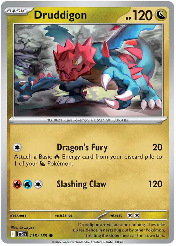 115/159 Druddigon Journey Together Pokémon Card