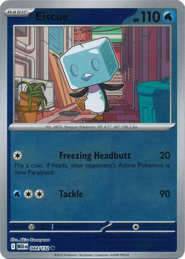 044/132 Eiscue Reverse Holo Mega Evolution Pokémon Card
