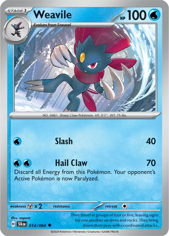 014/064 Weavile Shrouded Fable Pokémon Card