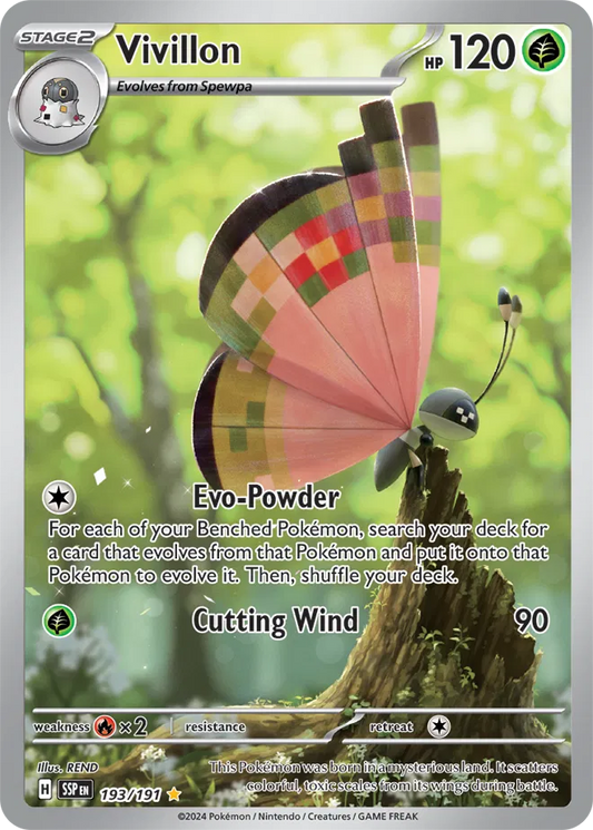 193/191 Vivillon Surging Sparks Pokémon Card