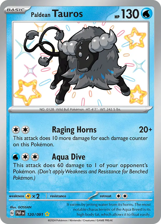 120/091 Paldean Tauros Paldean Fates Pokémon Card