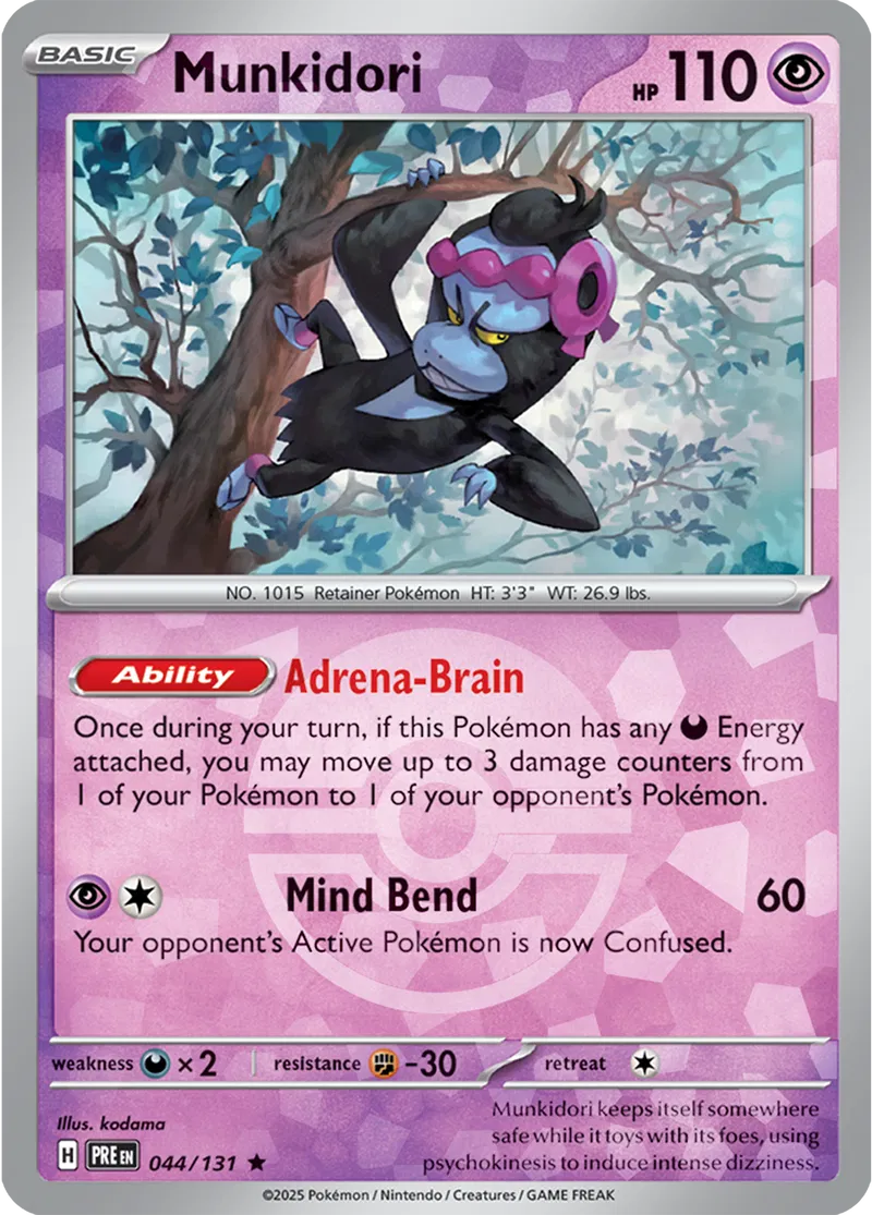 044/131 Munkidori Poke Ball Holo Prismatic Evolutions Pokémon Card